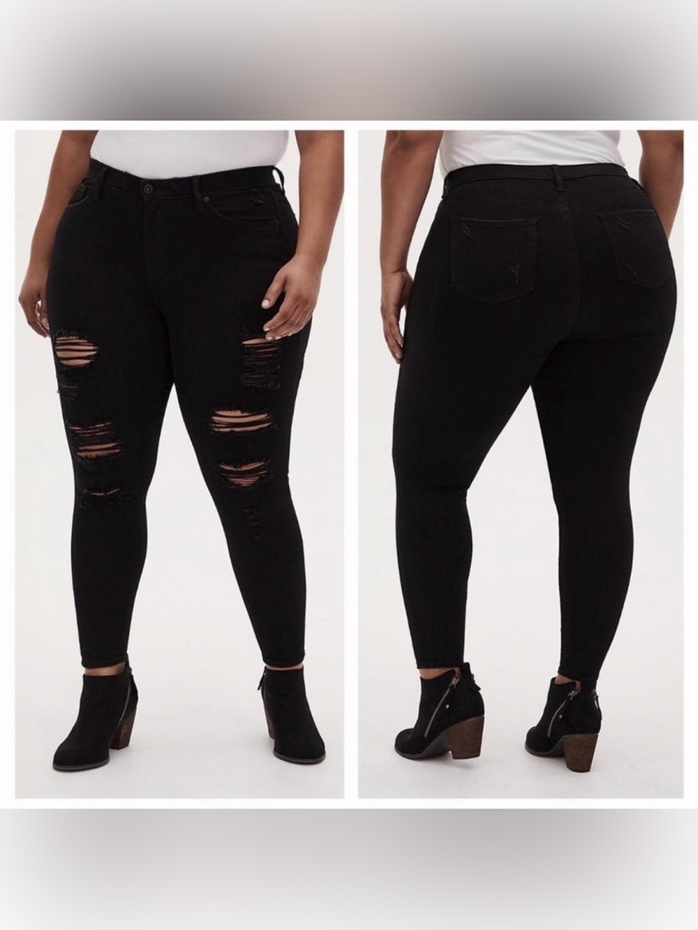 Torrid Black Distressed Skinny Jeans